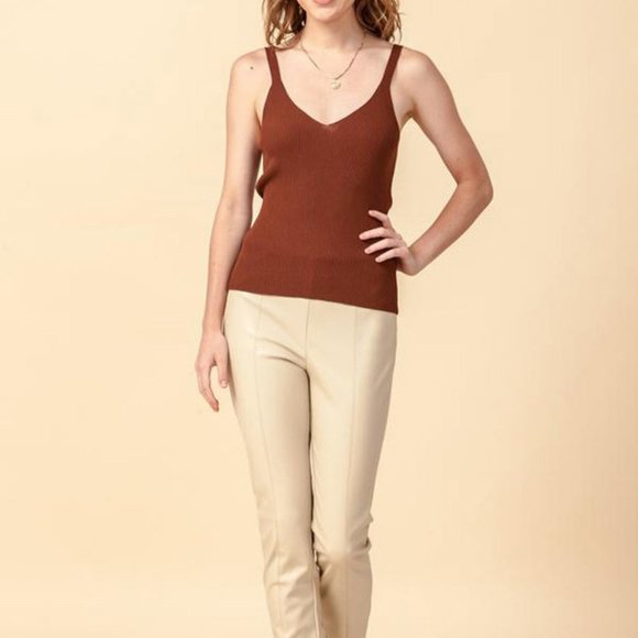 Double Zero Tops - White V Neck Tank Top